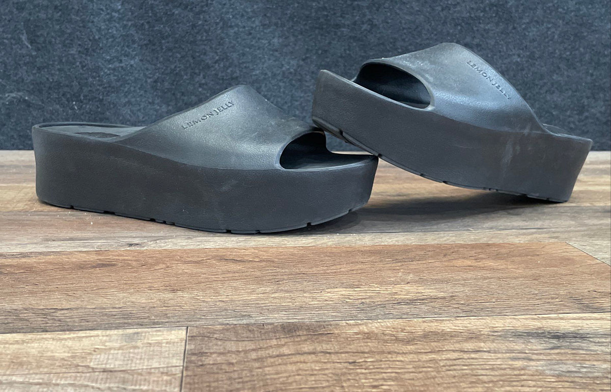 Lemon Jelly Black Matte Platform Slide Sandals Women's Size 41 EU