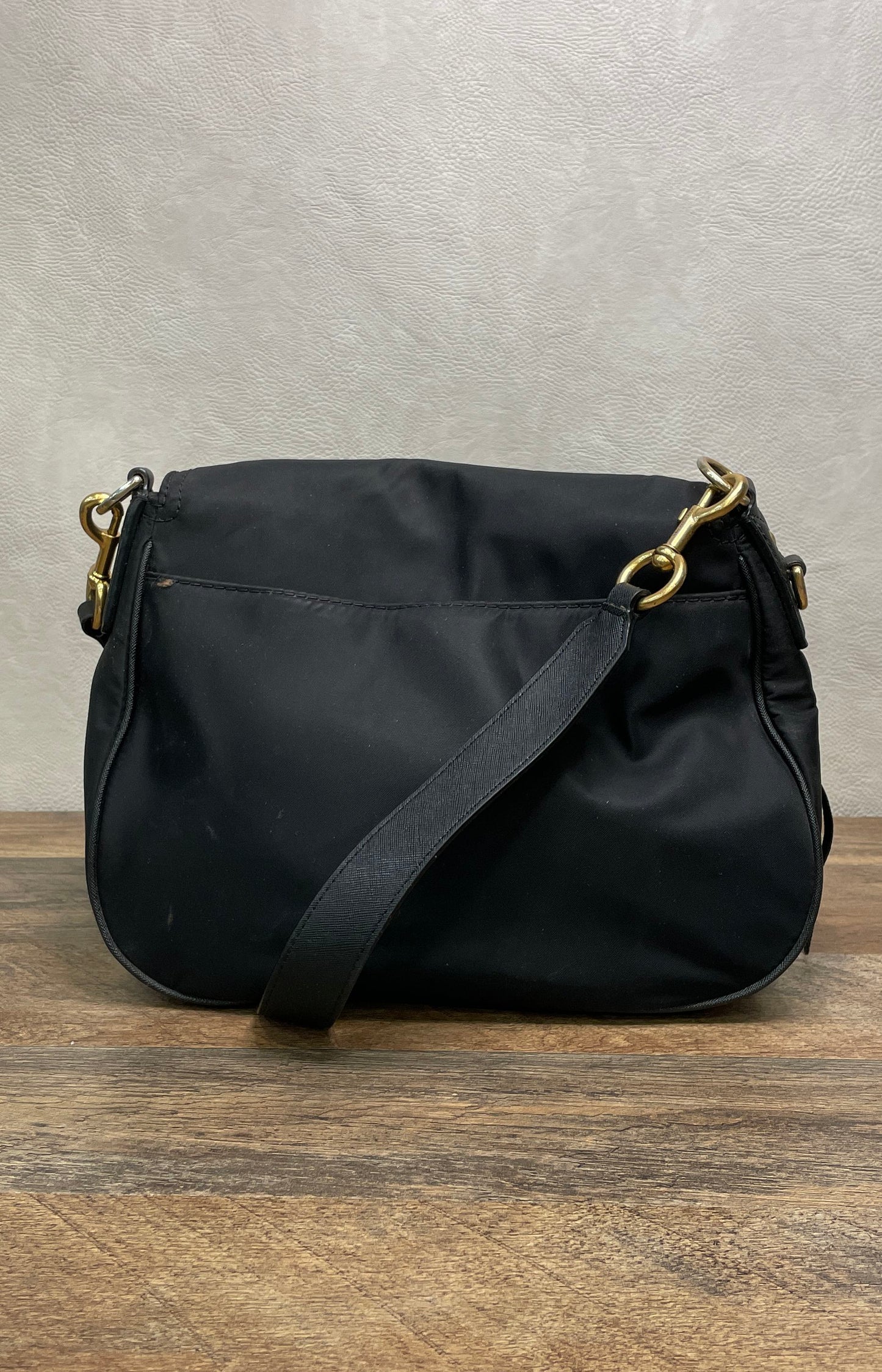 Marc Jacobs Black Nylon Crossbody Messenger Bag Gold Hardware