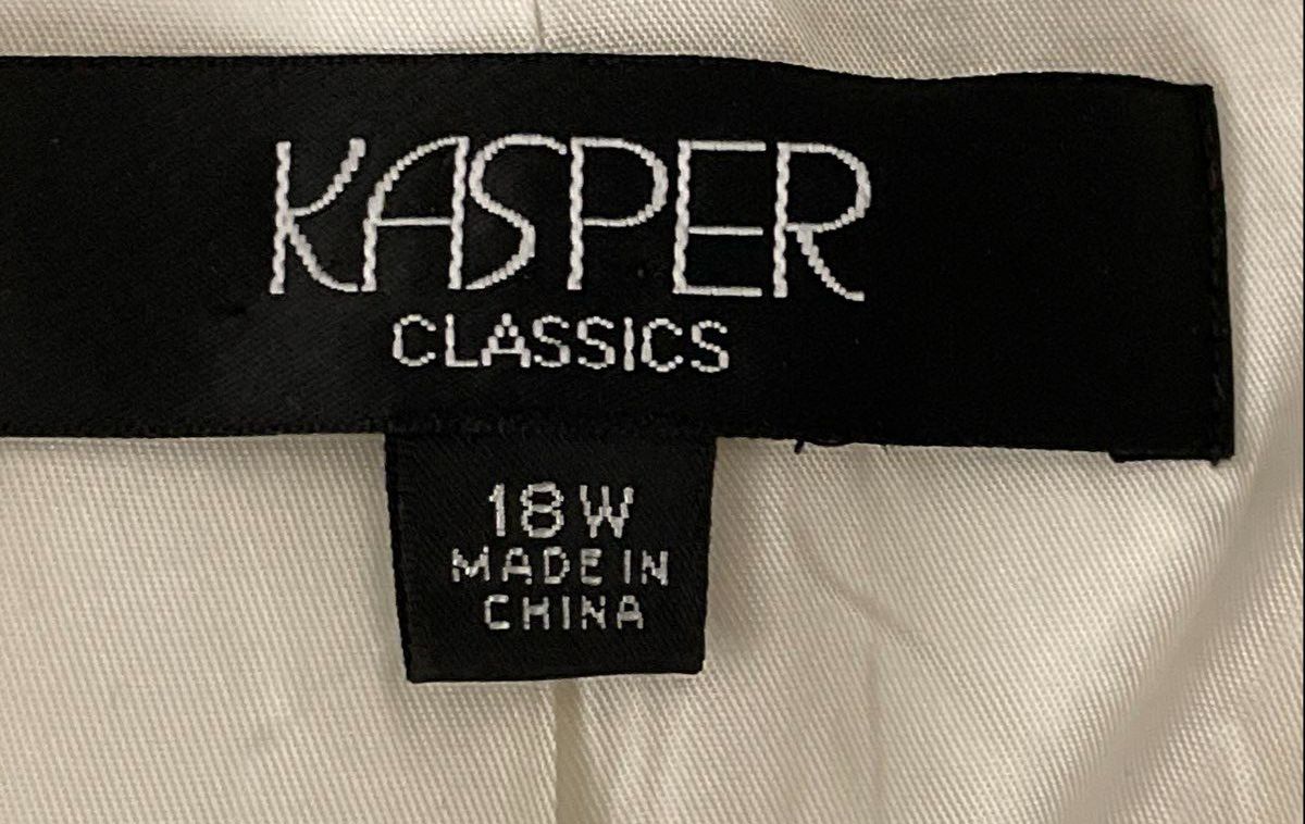 Kasper Classics Women's Blazer Cream Shawl Lapel 3-Button Jacket Sz 18W