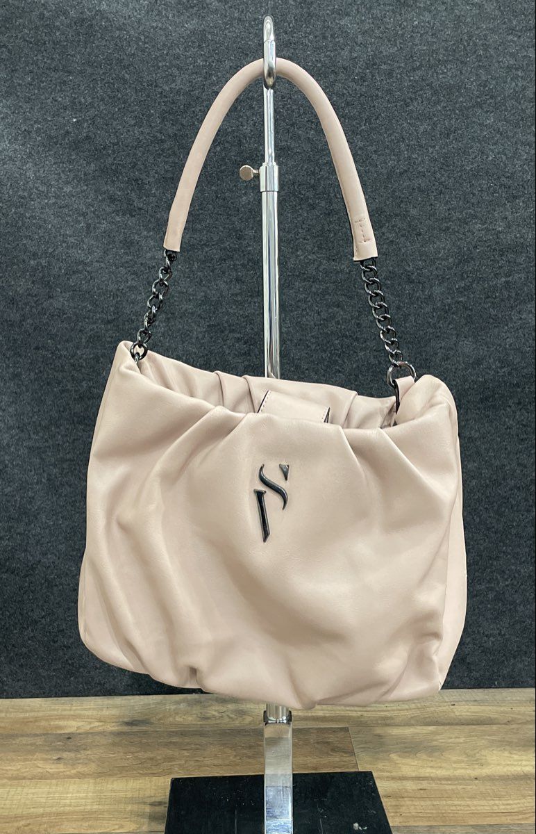 Simply Vera Vera Wang Cream Ruched Shoulder Bag Gunmetal Chain Detail