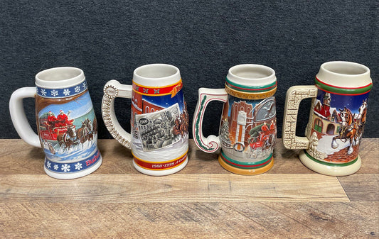 Lot Of 4 Collectible Budweiser Beer Steins