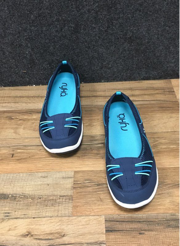 Ryka Tango Navy Blue Teal Women's Slip-On Comfort Walking Shoes Size 8.5