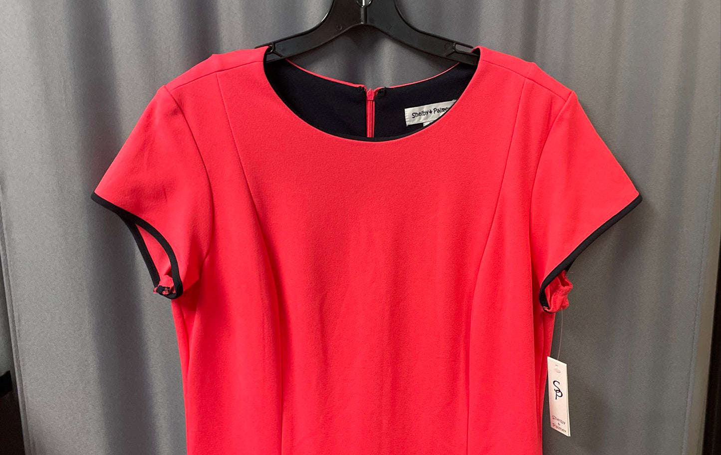 Shelby & Palmer Women's Grapefruit Pink Navy Tiered Ruffle Dress NWT Size 16