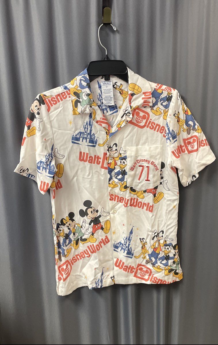Walt Disney World 50th Anniversary Vault Collection Aloha Shirt White Mickey XS