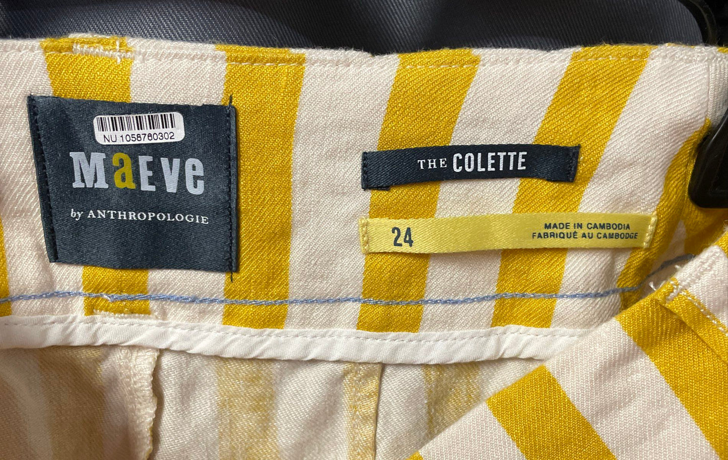 Maeve Women's The Colette Shorts Yellow White Striped Linen Blend Sz 24