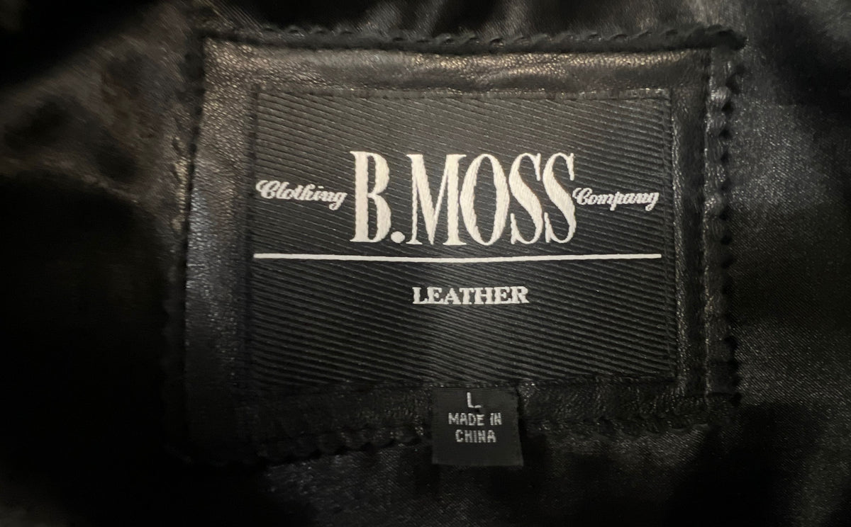B. Moss Clothing Company Women's Black Leather Full Zip Jacket Vintage Y2K Sz L