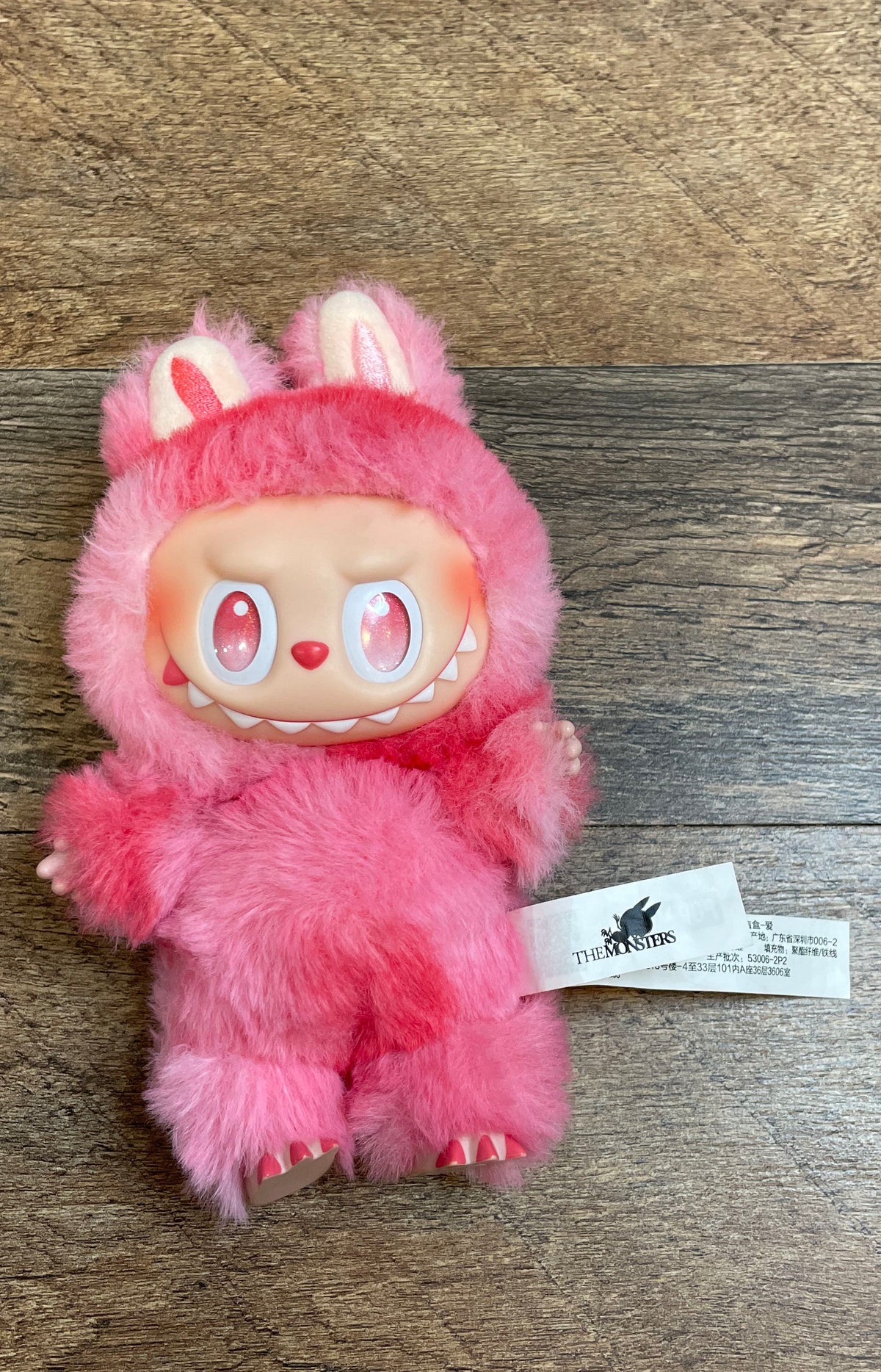 Labubu The Monsters Pop Mart Kasing Lung Pink Plush Figure Keychain with Card