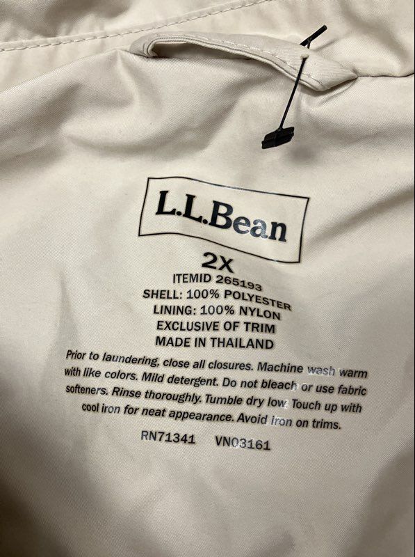 L.L. Bean Women's Beige Hooded Trench Rain Coat Jacket Size 2X