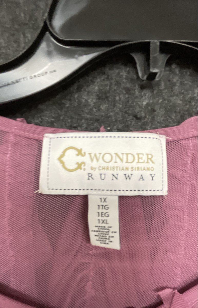 Wonder by Christian Siriano Women's Mauve Tiered Ruffle Mesh Shrug Top Sz 1X
