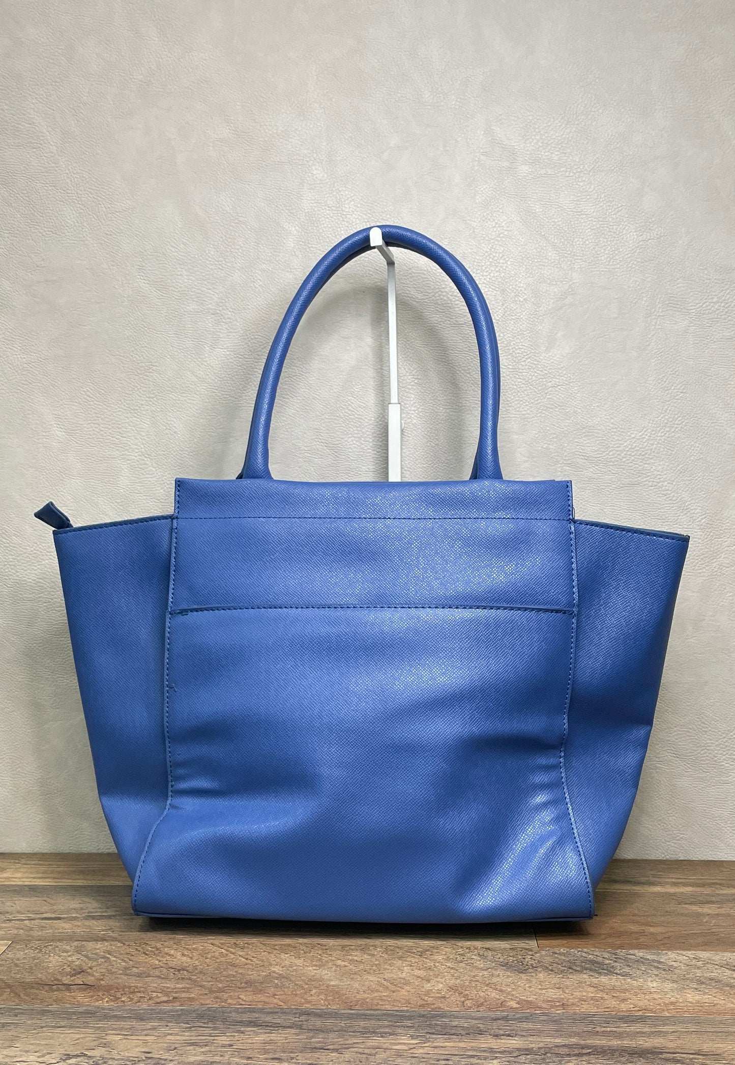 Ivanka Trump Blue Saffiano Textured Envelope Satchel Tote Bag Gold Hardware