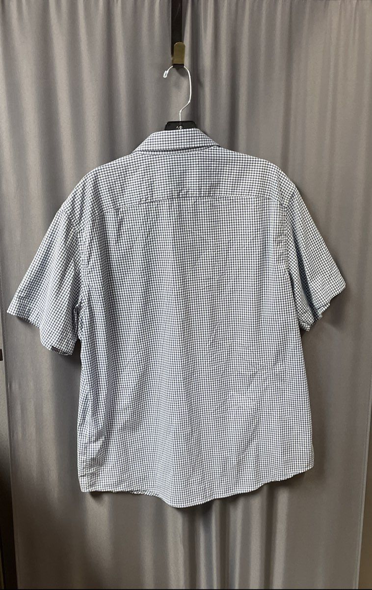 UNTUCKit Men's Blue White Gingham Plaid Short Sleeve Button Down Shirt Sz L