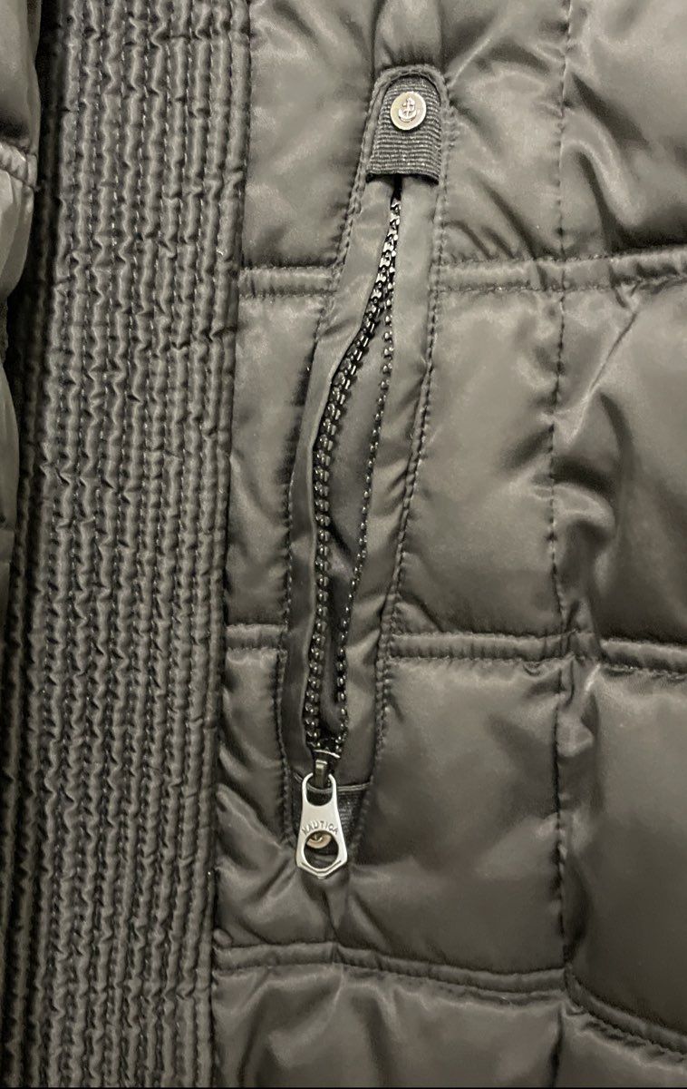 Nautica Women's Black Water Resistant Hooded Quilted Puffer Jacket Sz L