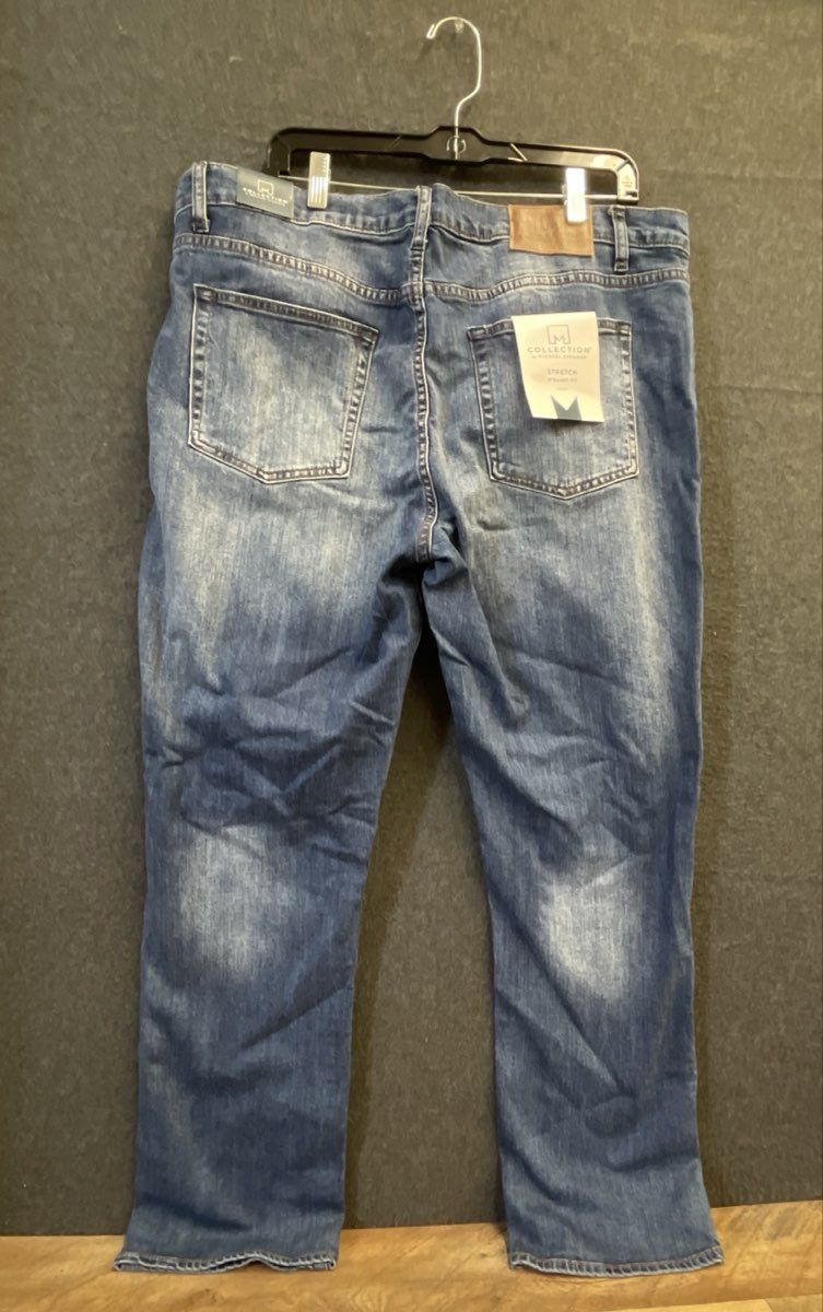 Michael Strahan Men's Blue Straight Leg Stretch Jeans NWT Sz 40x30
