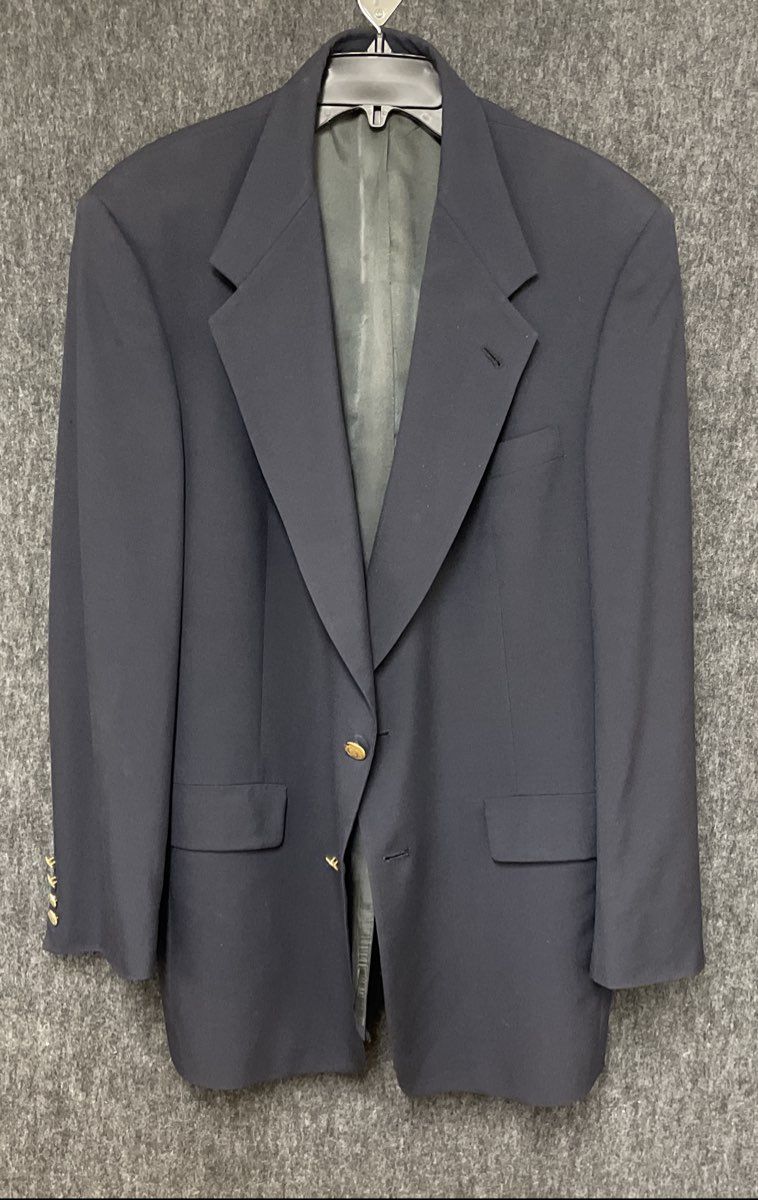 Hart Schaffner & Marx Men's Navy Blue Micron 2000 Wool Blazer Sz 42R