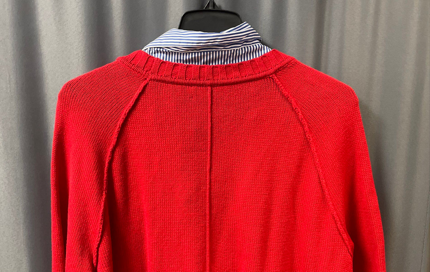 Lauren Ralph Lauren Women's Red Sweater Faux Layered Shirt Collar Hem Sz 3XL