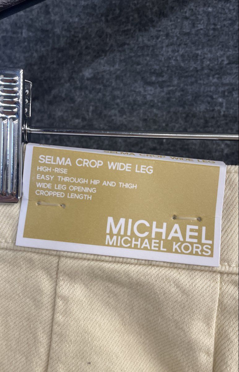 Michael Kors Women's Selma Crop Wide Leg Jeans Bone High Rise NWT Size 10