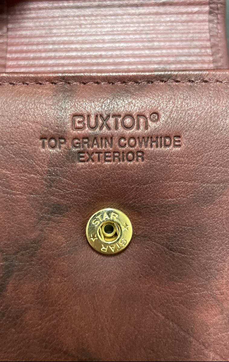 Vintage Buxton Burgundy Leather Floral Bifold Wallet Kiss Lock Coin Purse NIB