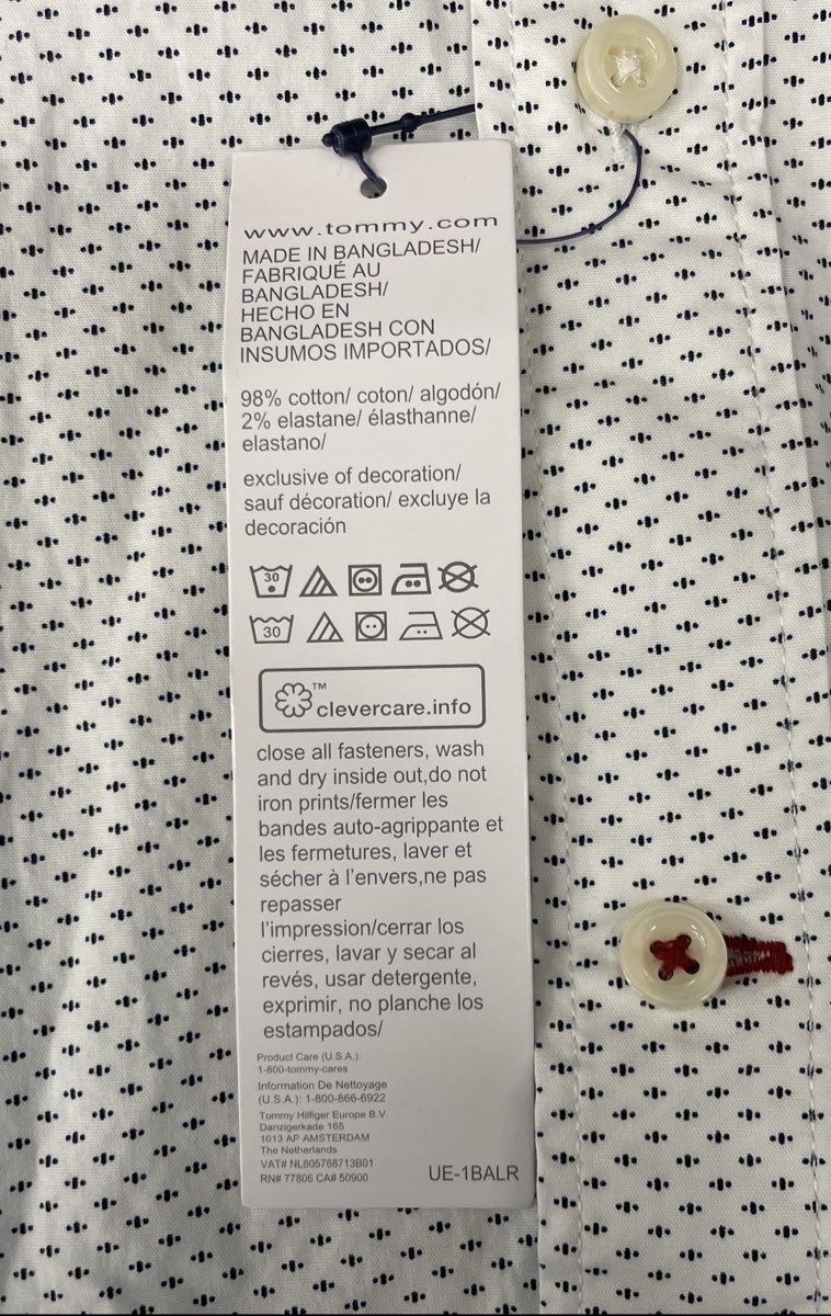 Tommy Hilfiger Men's White TH Flex Regular Fit Stretch Geometric Shirt Sz L NWT