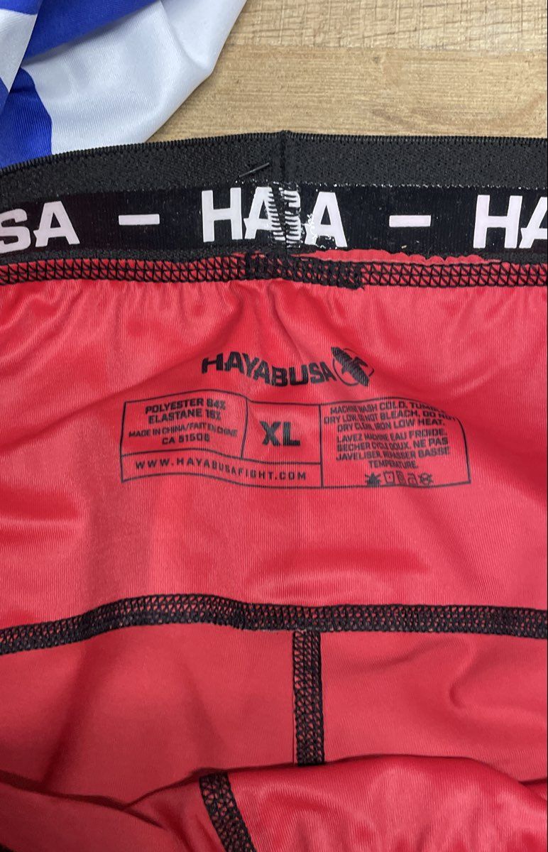 Hayabusa Men's Geo Vale Tudo Shorts Black Red Compression MMA Grappling XL NWT