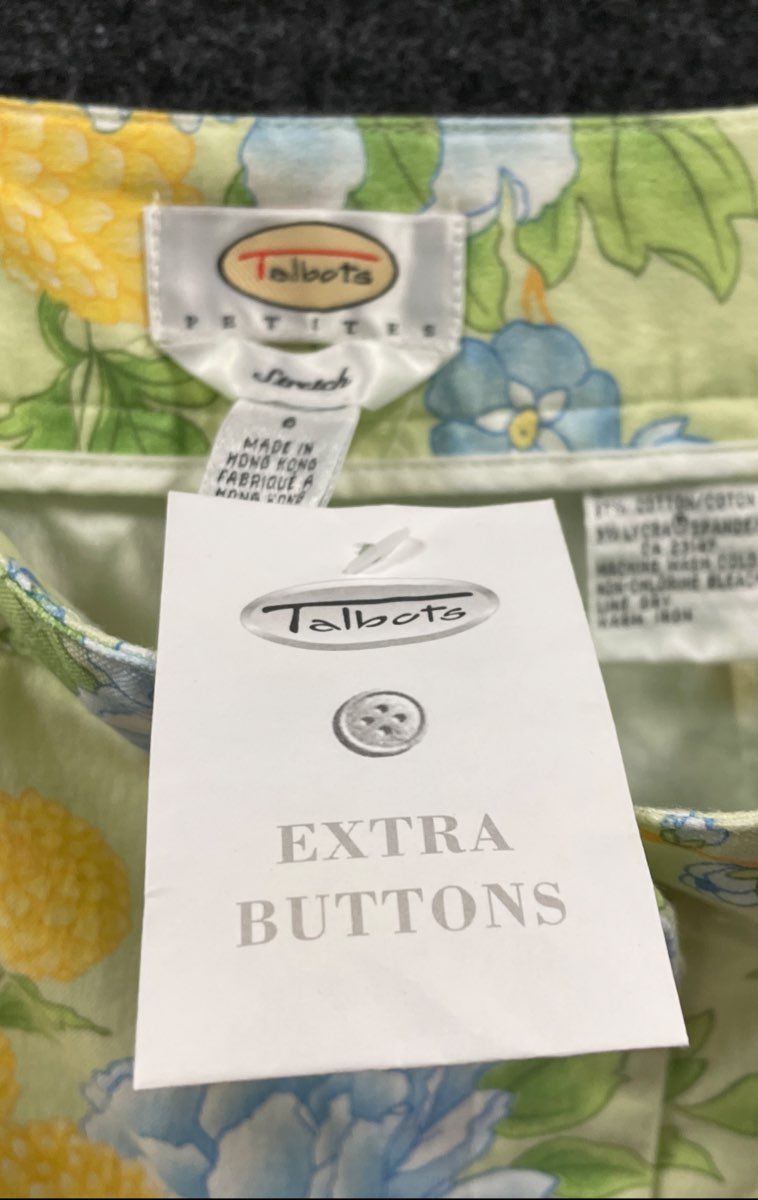 Vintage 90s Talbots Women's Petites Floral Green Stretch Pants Sz 6 NWT