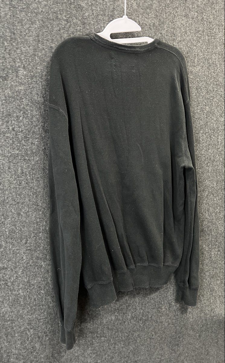Vintage 90s Polo Ralph Lauren Black Cotton Crewneck Sweater Purple Pony Sz M