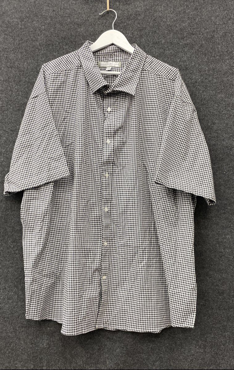 PD&C Men's Black White Gingham Short Sleeve Button Down Shirt Big & Tall 4X NWT