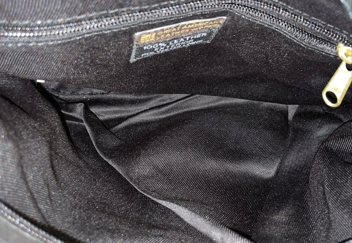 Great American Leather Works Black Leather Laced Front Crossbody Shoulder Bag