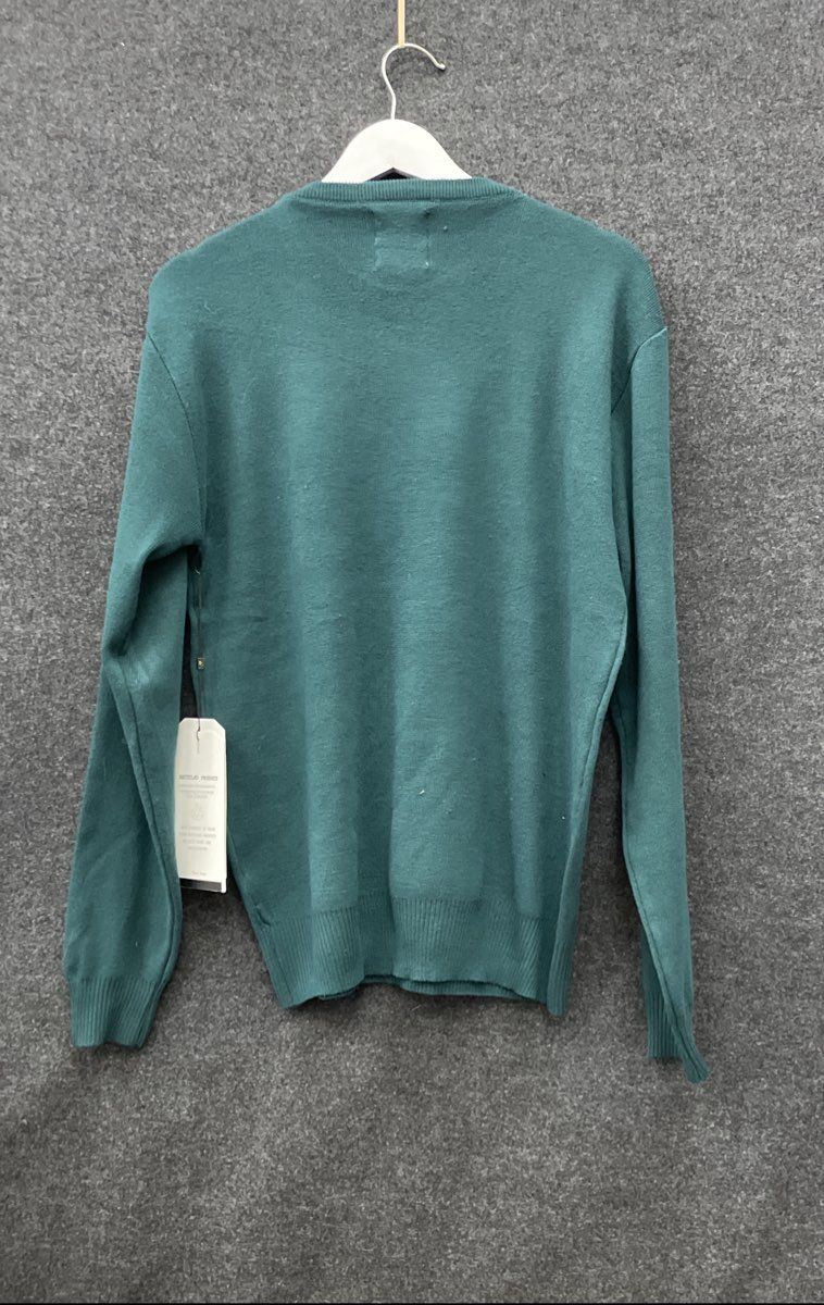 Six Lincoln Nordic Fair Isle Snowflake Sweater Recycled Hunter Green Sz M
