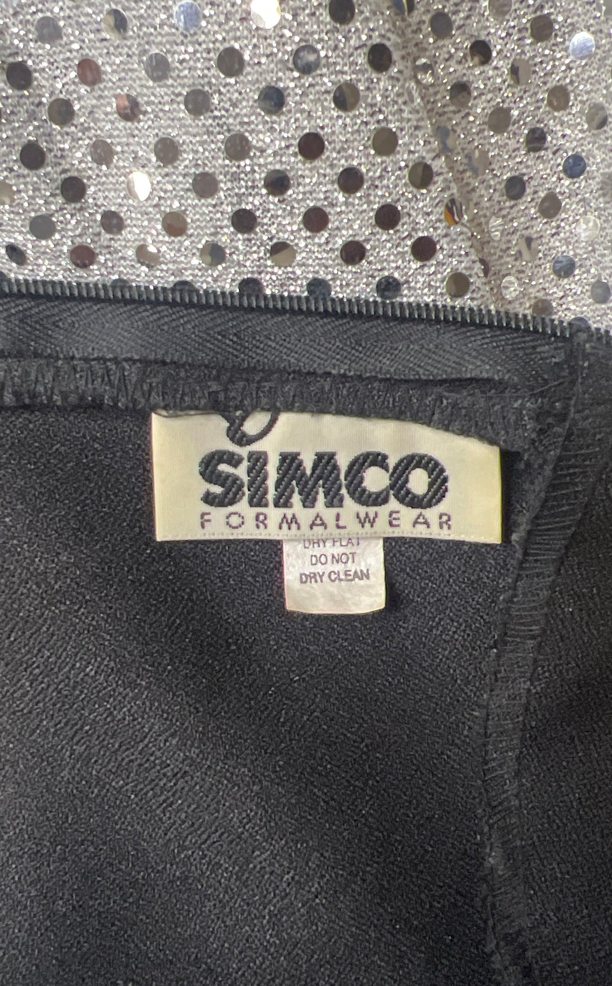 Vintage 90s Simco Formalwear Women's Black Silver Sequin Evening Top Sz 8
