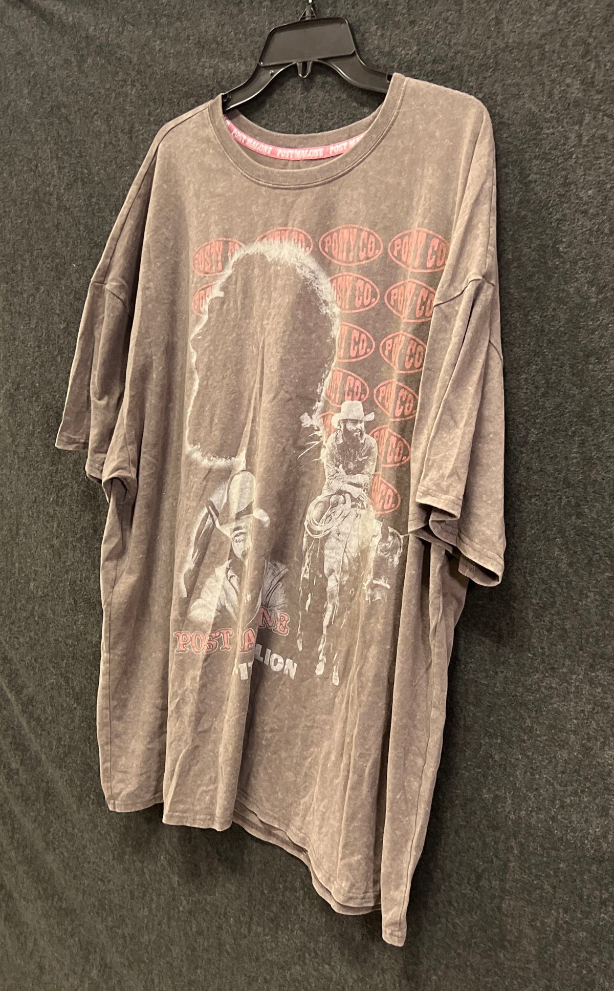 Post Malone Men's Posty Co U.S. Tour 2025 Faded Gray Graphic T-Shirt Sz 2X