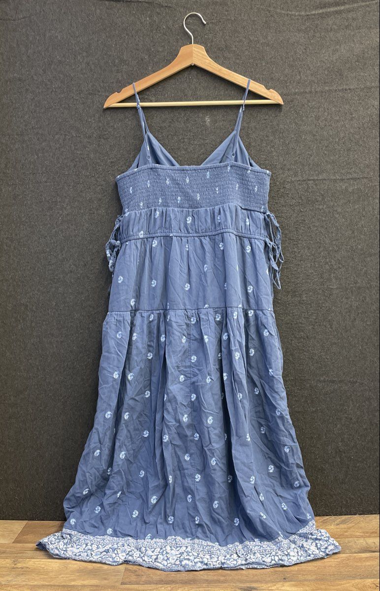 American Eagle Women's Blue Floral Button Front Tiered Maxi Dress Sz L