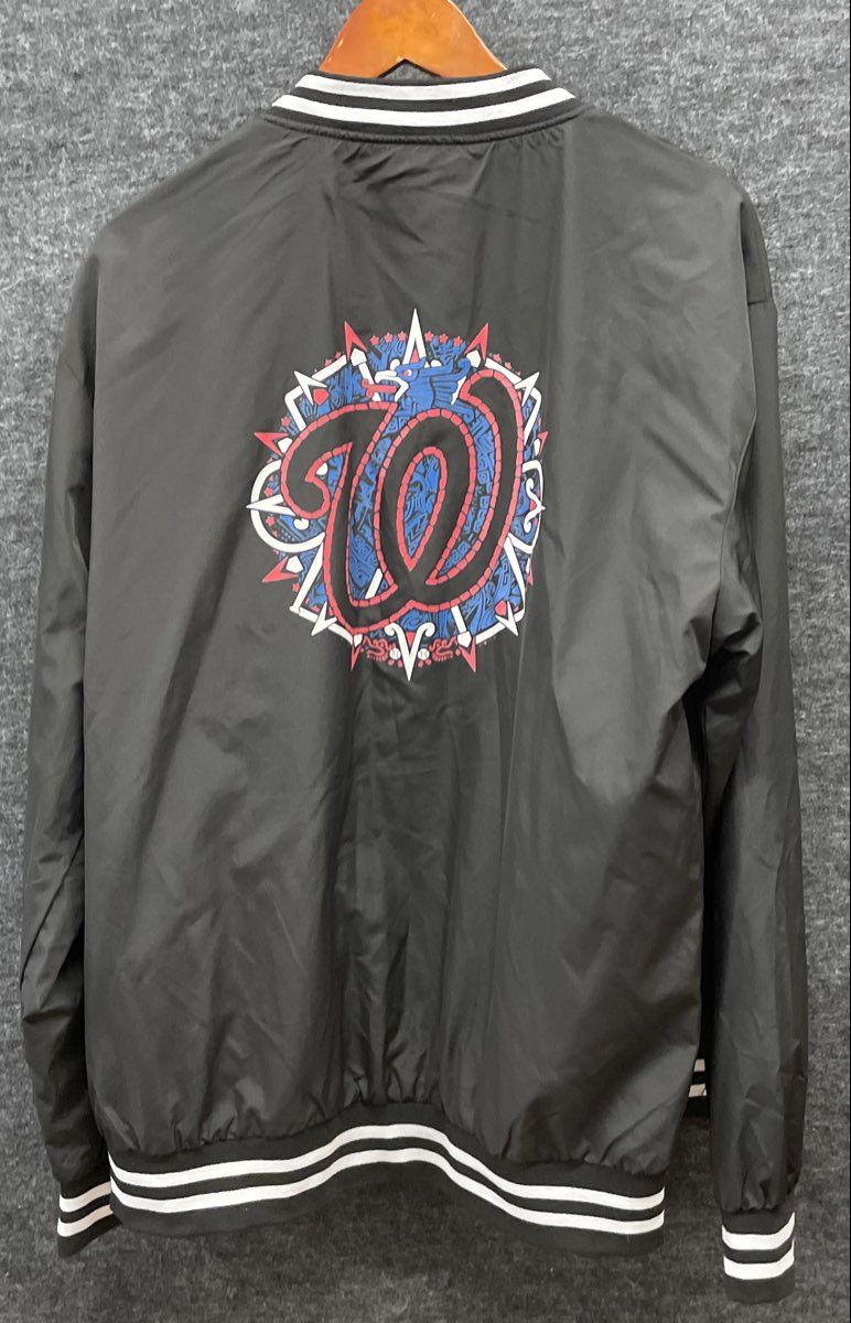 Art of the Game Washington Nationals Men's Black Snap Front Bomber Jacket Sz L