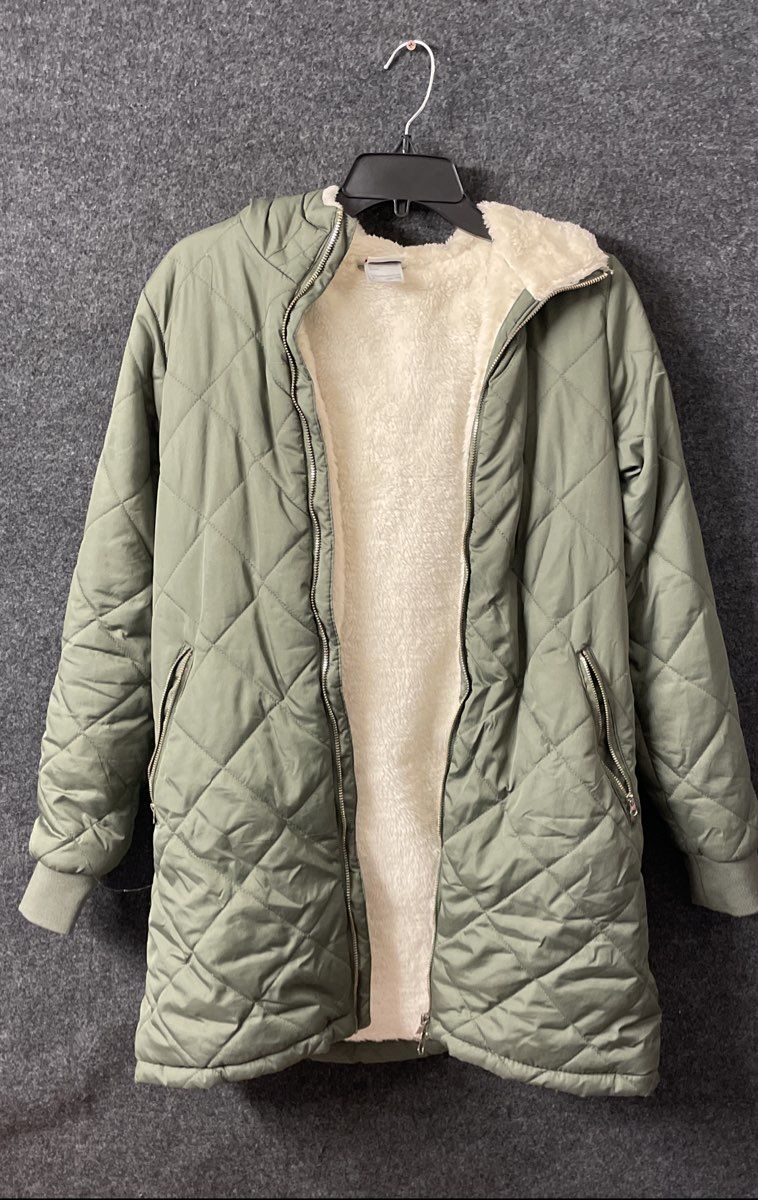 Avalanche Women's Green Quilted Jacket Sherpa Lined Hooded Size S