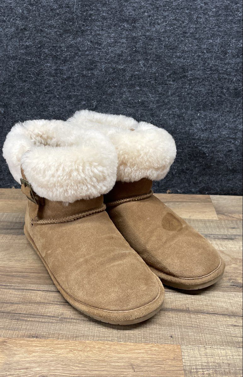 Bearpaw Abby Hickory Brown Suede Fur Lined Boots Women's Size 9