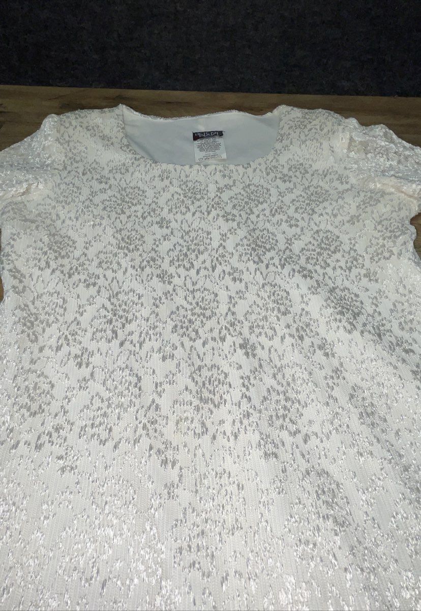Vintage Y2K Leslie Blake Women's Ivory Floral Lace Layered Cocktail Dress Sz 10P