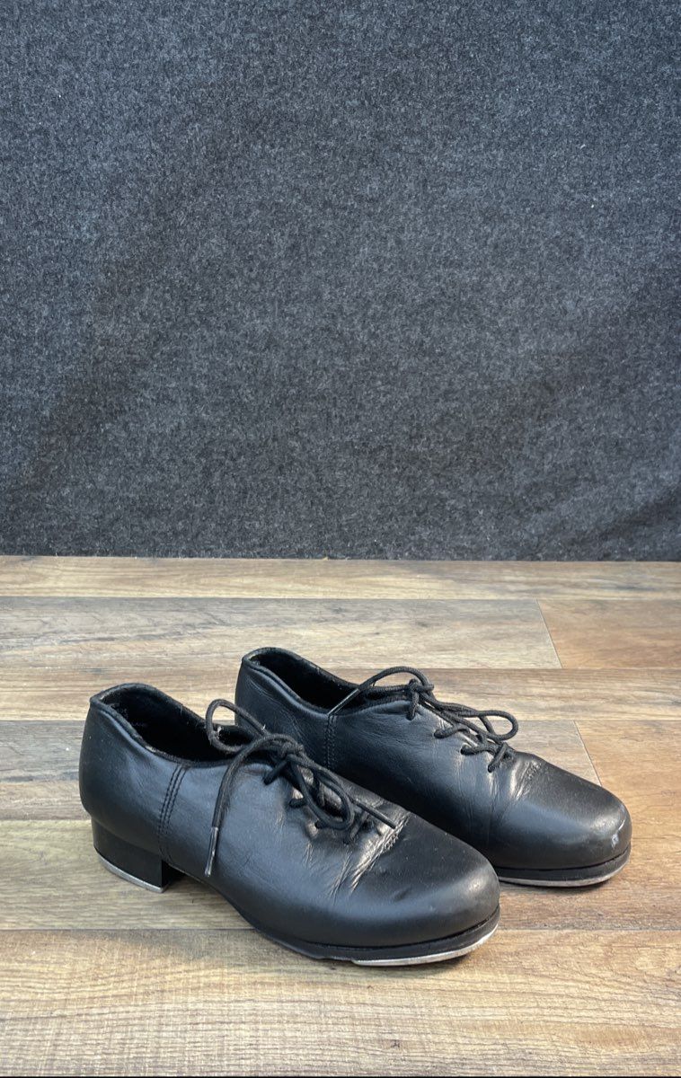 Capezio Tele Tone Leather Lace-Up Tap Shoes Black Size 4.5 M