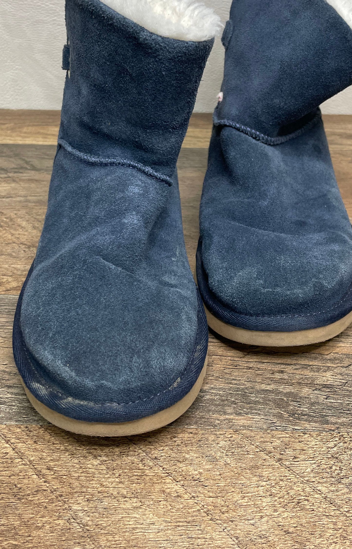 Koolaburra by UGG Koola Short Blue Suede Faux Fur Lined Boots Women's Size 8