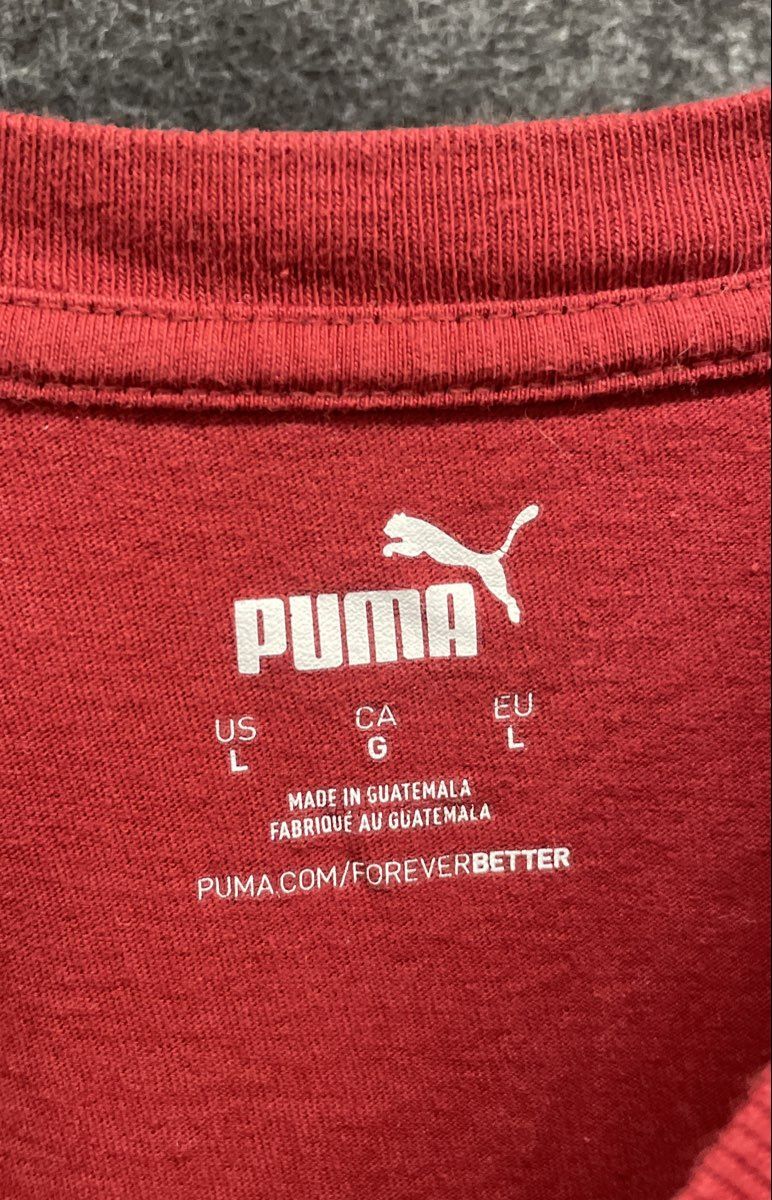 Puma Men's Red Short Sleeve Graphic Logo Tee T-shirt Crewneck Athletic Sz L