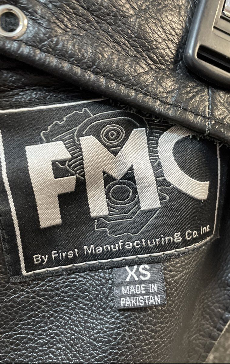 First Manufacturing Co FMC Black Leather Motorcycle Riding Chaps Sz XS