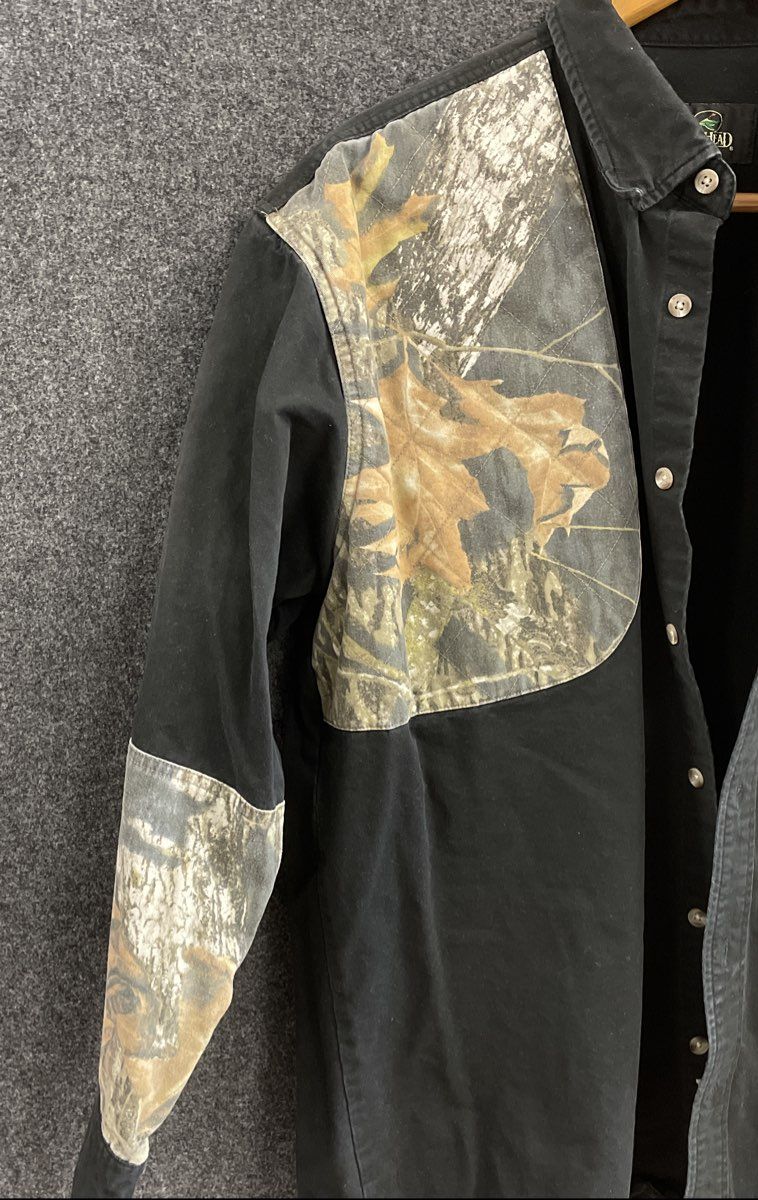 Red Head Men's Shooting Shirt Black Camo Panel Long Sleeve Snap Front XL