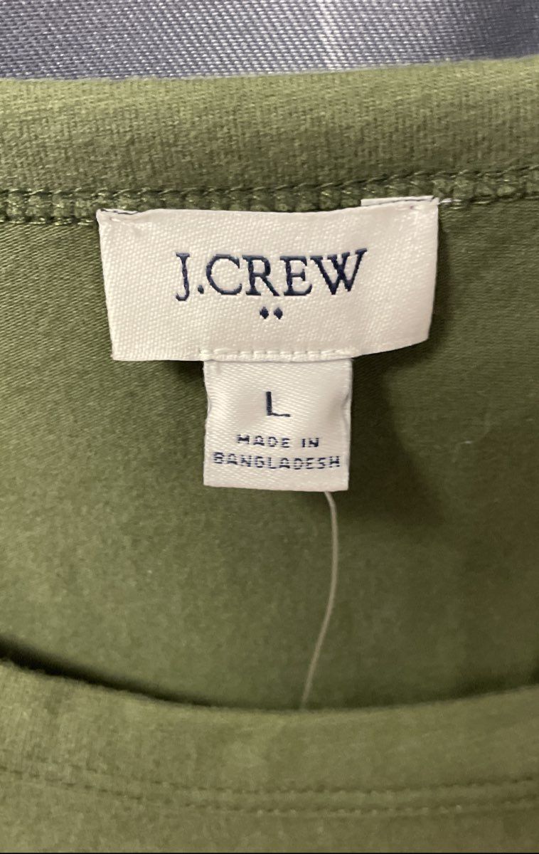 J. Crew Women's Green Short Sleeve Mixed Media Midi Dress Pockets Sz Large NWT