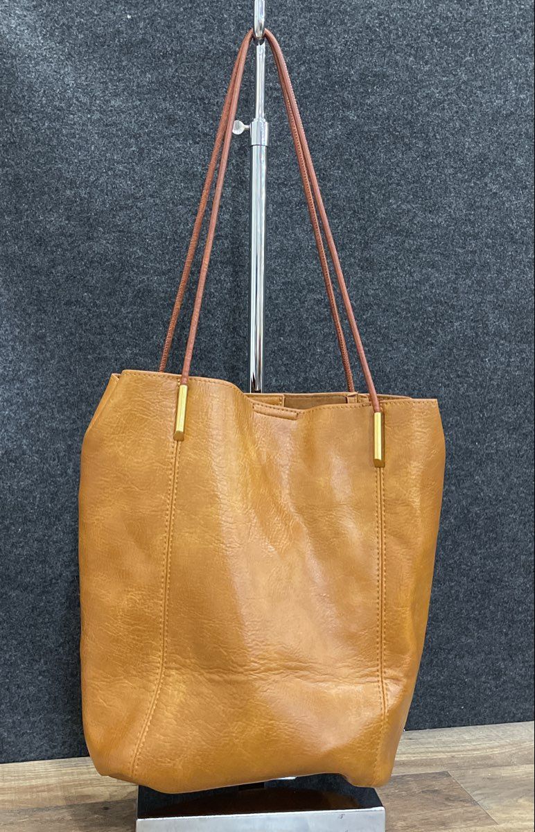 Antik Kraft Brown Leather Slouchy Tote Shoulder Bag Gold Hardware