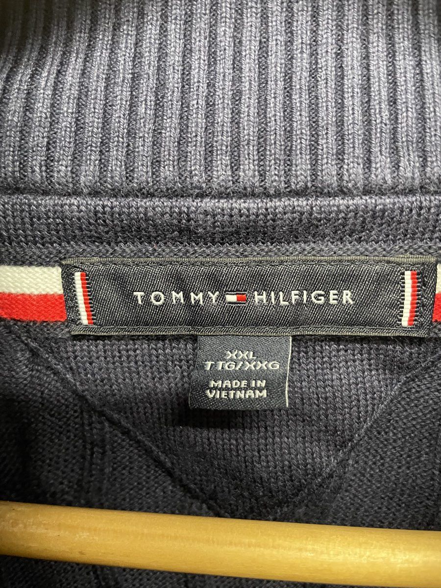 Tommy Hilfiger Men's Quarter Zip Cable Knit Pullover Sweater Gray Sz XXL