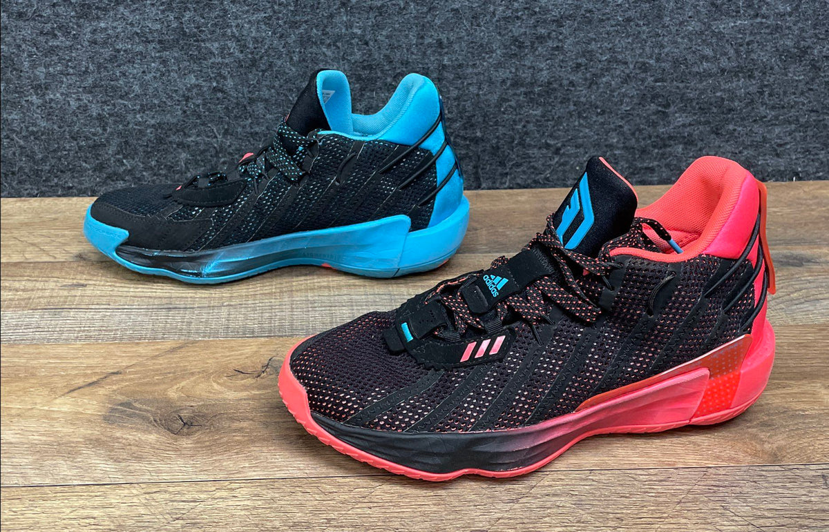 adidas Dame 7 Signal Cyan Bright Red Black Basketball Shoes Size 5