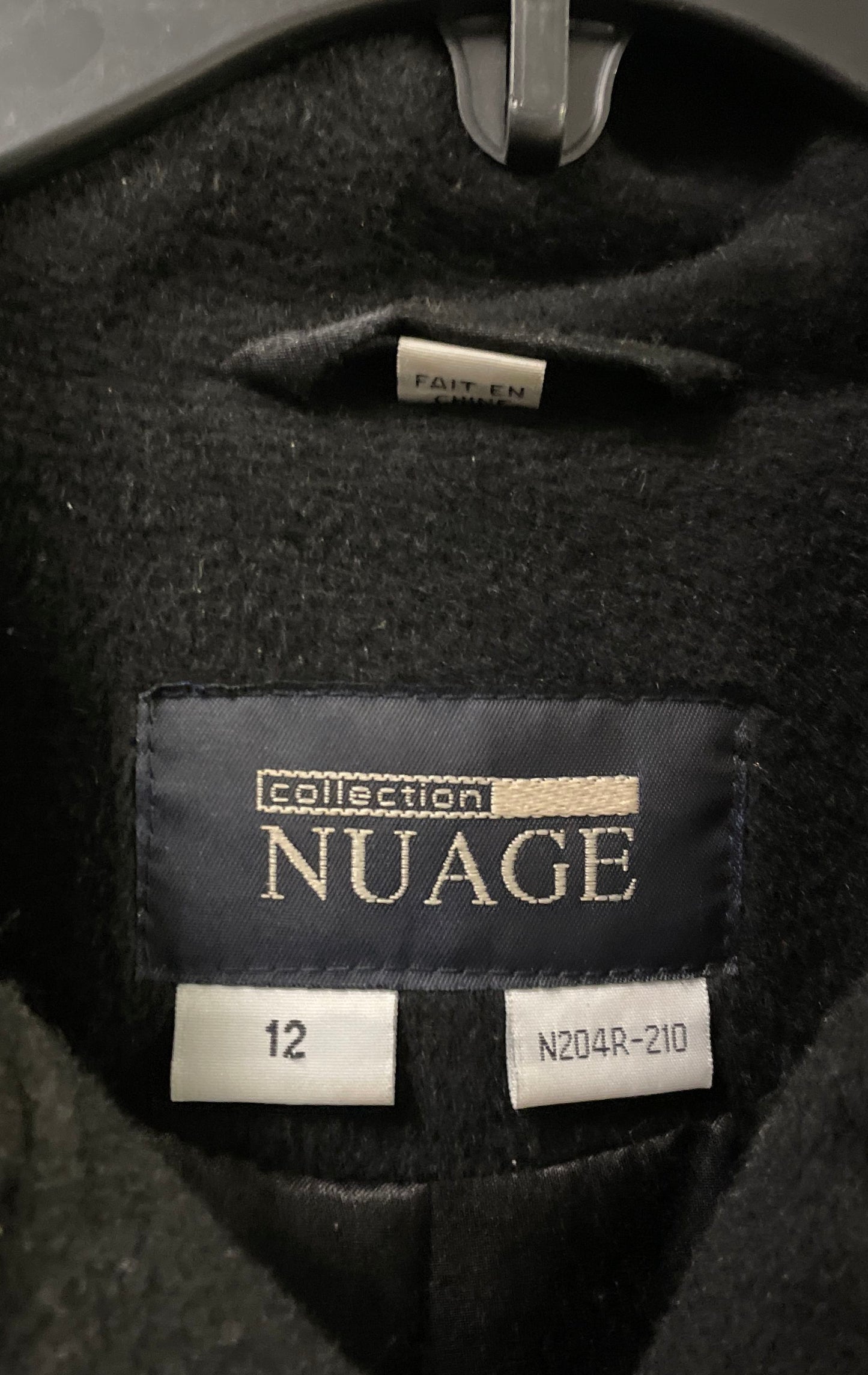 Vintage Y2K Nuage Collection Women's Black Double Breasted Trench Coat Sz 12