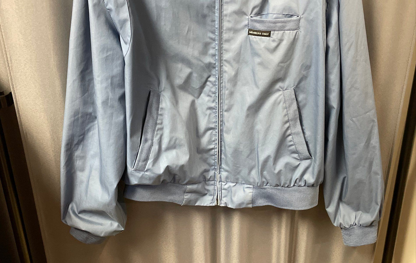 Vintage 80s 90s Members Only Iconic Racer Jacket Light Blue Sz 42