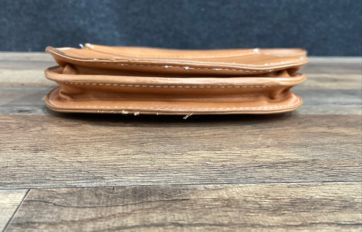 Universal Thread Brown Leather Crossbody Saddle Bag Purse Contrast Stitching