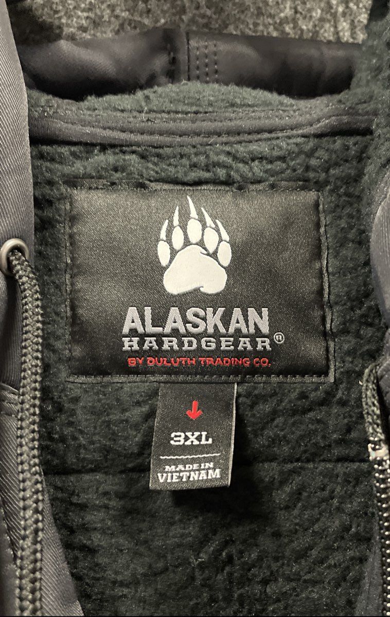 Alaskan Hardgear Men's Black Sherpa Lined Hooded Jacket Duluth Trading Co Sz 3XL