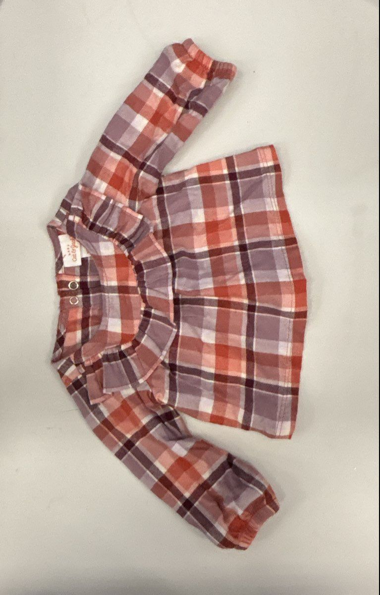 Cat & Jack Baby Girls Plaid Ruffle Blouse and Bloomer Diaper Cover Set Sz NB