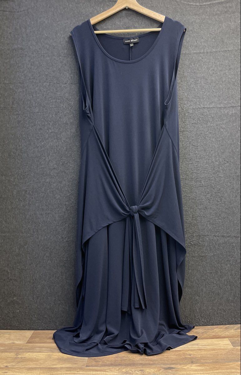 Lane Bryant Women's Navy Tie Front Maxi Dress Sleeveless Plus Size 22/24